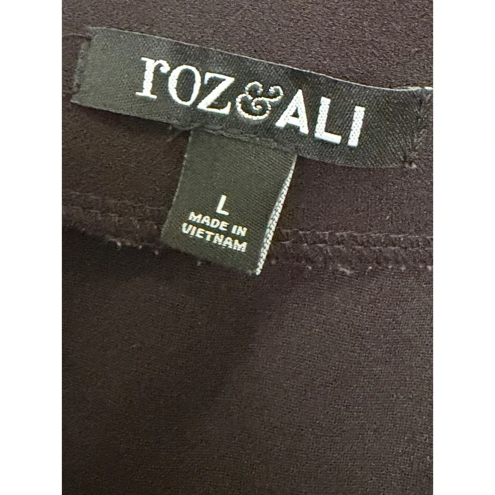 Roz & Ali Black A-Line Midi Skirt Gold Chain Detail Size Large